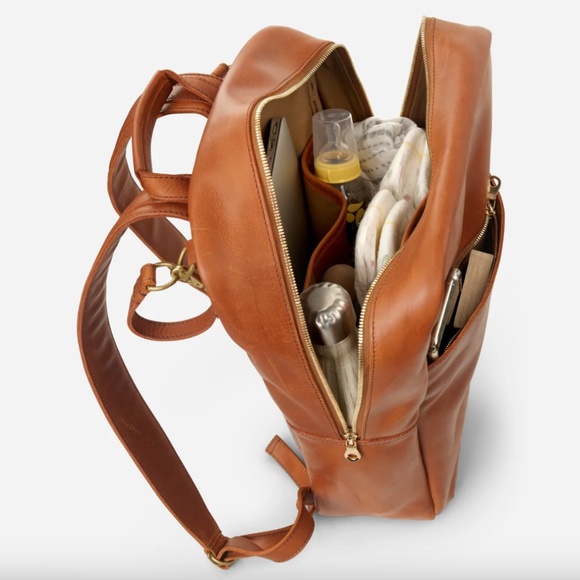 Parker Clay Mari Leather Backpack - Rust Brown: Diaper Bag - Picture 2 of 5